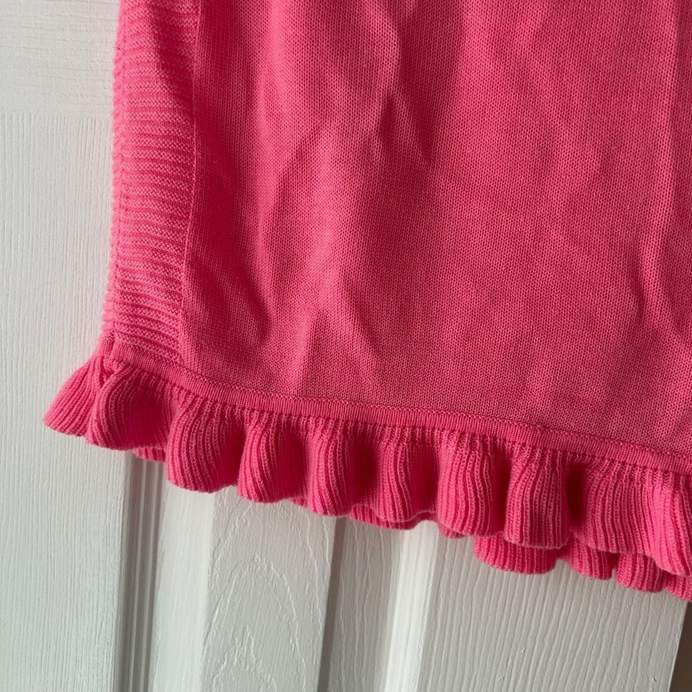 Lilly Pullitzer Girls Ribbed Riffled Knitted Bottom Sweater Top Sz S (4-5) - Picture 4 of 6